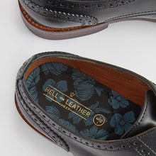 Load image into Gallery viewer, Black Regular Fit Leather Contrast Sole Brogue Shoes