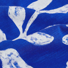 Load image into Gallery viewer, Blue/White Print V-Neck 100% Cotton Bubble Hem Top