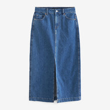 Load image into Gallery viewer, Mid Blue Denim Split Midi Skirt