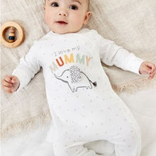 Load image into Gallery viewer, Mummy Elephant Single Baby Sleepsuit (0-12mths)