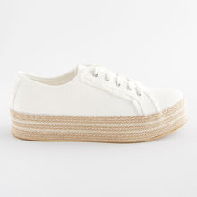 Load image into Gallery viewer, White Forever Comfort® Canvas Espadrille Flatform Trainers