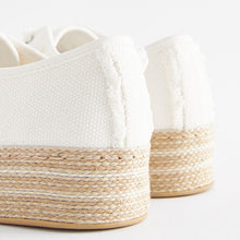Load image into Gallery viewer, White Forever Comfort® Canvas Espadrille Flatform Trainers