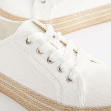 Load image into Gallery viewer, White Forever Comfort® Canvas Espadrille Flatform Trainers