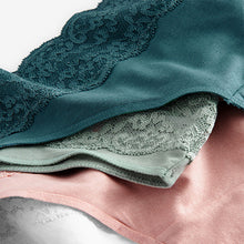 Load image into Gallery viewer, White/Pink/Green Thong Cotton and Lace Knickers 4 Pack