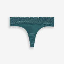 Load image into Gallery viewer, White/Pink/Green Thong Cotton and Lace Knickers 4 Pack
