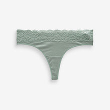 Load image into Gallery viewer, White/Pink/Green Thong Cotton and Lace Knickers 4 Pack