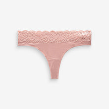 Load image into Gallery viewer, White/Pink/Green Thong Cotton and Lace Knickers 4 Pack
