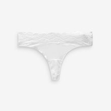 Load image into Gallery viewer, White/Pink/Green Thong Cotton and Lace Knickers 4 Pack