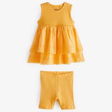 Load image into Gallery viewer, Yellow Yellow Broderie Top and Cycle Short Set