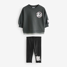 Load image into Gallery viewer, Charcoal Grey Disney 101 Dalmations Long Sleeve 100% Cotton Top And Leggings Set (3mths-6yrs)