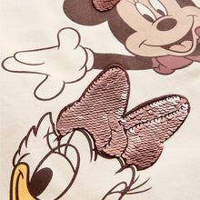 Load image into Gallery viewer, Ecru White Disney Minnie Mouse And Daisy Sequin Long Sleeve 100% Cotton T-Shirt And Leggings Set (9mths-6yrs)