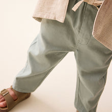 Load image into Gallery viewer, Sage Green Loose Fit Pull-On Linen Blend Trousers