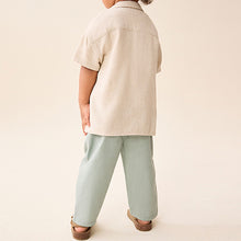 Load image into Gallery viewer, Sage Green Loose Fit Pull-On Linen Blend Trousers
