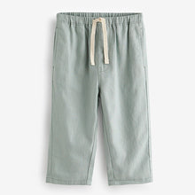 Load image into Gallery viewer, Sage Green Loose Fit Pull-On Linen Blend Trousers