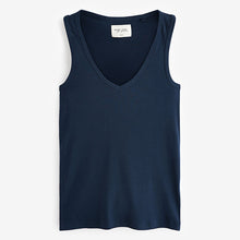 Load image into Gallery viewer, Navy Shells Rib Vest Short 100% Cotton Pyjamas Set