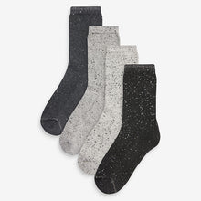 Load image into Gallery viewer, Monochrome Neppy Cushion Sole Socks 4 Pack