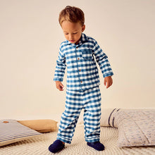 Load image into Gallery viewer, Blue/White Check Button Down Pyjamas (1.5-6yrs)