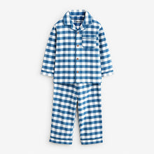Load image into Gallery viewer, Blue/White Check Button Down Pyjamas (1.5-6yrs)