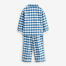 Load image into Gallery viewer, Blue/White Check Button Down Pyjamas (1.5-6yrs)