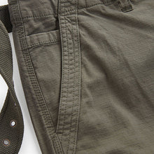 Load image into Gallery viewer, Khaki Green Belted Cargo Shorts