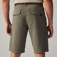 Load image into Gallery viewer, Khaki Green Belted Cargo Shorts