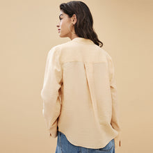 Load image into Gallery viewer, Cream Long Sleeve Textured Overhead V-Neck Blouse