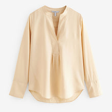 Load image into Gallery viewer, Cream Long Sleeve Textured Overhead V-Neck Blouse