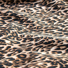 Load image into Gallery viewer, Brown Leopard Print Satin Cami Midi Slip Dress