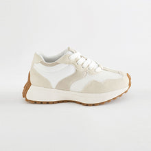 Load image into Gallery viewer, White Neutral Lace-Up Chunky Trainers