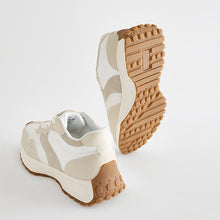 Load image into Gallery viewer, White Neutral Lace-Up Chunky Trainers