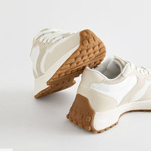 Load image into Gallery viewer, White Neutral Lace-Up Chunky Trainers