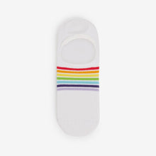 Load image into Gallery viewer, White/Rainbow High Cut Invisible Trainer Socks 4 Pack