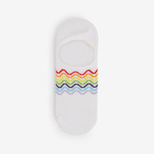 Load image into Gallery viewer, White/Rainbow High Cut Invisible Trainer Socks 4 Pack
