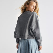 Load image into Gallery viewer, Charcoal Grey Manhattan New York Slogan Washed City Graphic Sweatshirt Jumper