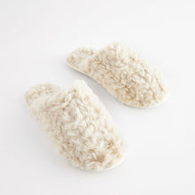 Load image into Gallery viewer, Neutral Faux Fur Mule Slippers