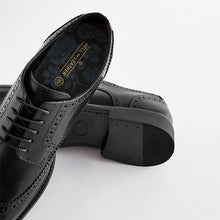 Load image into Gallery viewer, Black Standard Fit Leather Derby Brogues