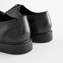 Load image into Gallery viewer, Black Standard Fit Leather Derby Brogues