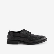 Load image into Gallery viewer, Black Standard Fit Leather Derby Brogues