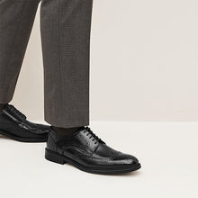 Load image into Gallery viewer, Black Standard Fit Leather Derby Brogues