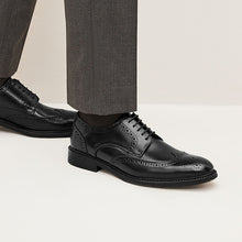 Load image into Gallery viewer, Black Standard Fit Leather Derby Brogues