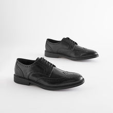Load image into Gallery viewer, Black Standard Fit Leather Derby Brogues