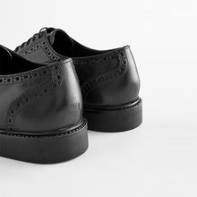 Load image into Gallery viewer, Black Standard Fit Leather Derby Brogues