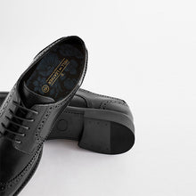 Load image into Gallery viewer, Black Standard Fit Leather Derby Brogues