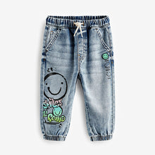 Load image into Gallery viewer, Light Blue Denim 100% Cotton Graffiti Print Jeans (3mths-5-6yrs)