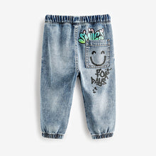 Load image into Gallery viewer, Light Blue Denim 100% Cotton Graffiti Print Jeans (3mths-5-6yrs)