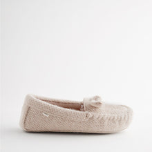 Load image into Gallery viewer, Neutral Knitted Bow Moccasin Slippers
