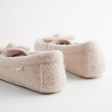 Load image into Gallery viewer, Neutral Knitted Bow Moccasin Slippers