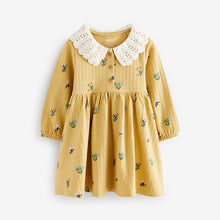 Load image into Gallery viewer, Lime Green 100% Cotton Long Sleeve Collar Dress (3mths-6yrs)