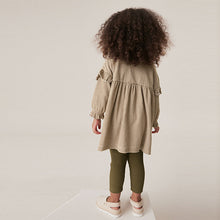 Load image into Gallery viewer, Khaki Green Long Sleeve Dress and Leggings (3mths-6yrs)