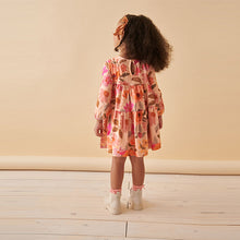 Load image into Gallery viewer, Pink Floral Long Sleeve Jersey Dress (3mths-6yrs)